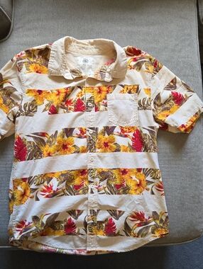 on the byas - Floral Stripe Button-Down Shirt - Cream, Yellow & Red